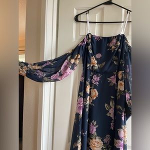 Lulus floor length floral long sleeve dress